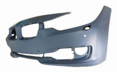 BMW 3 Series 4 Door Saloon 2011-2015 Front Bumper With Sensor Holes With Wash Jet Holes No Park Assist Holes No Camera Hole (Fits Luxury & Modern & Sport Models Only) Primed