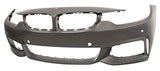 BMW 4 Series Gran Coupe 2017-2021 Front Bumper With Sensor Holes No Park Assist No Camera Hole No Wash Jet Holes (M-Sport Models) Primed