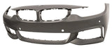 BMW 4 Series Cabriolet 2017-2021 Front Bumper With Sensor Holes No Park Assist No Camera Hole No Wash Jet Holes (M-Sport Models) Primed