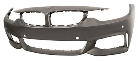 BMW 4 Series Cabriolet 2017-2021 Front Bumper With Sensor Holes No Park Assist No Camera Hole No Wash Jet Holes (M-Sport Models) Primed