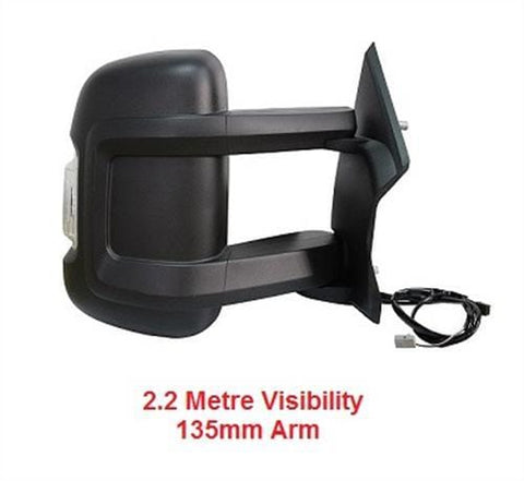 Peugeot Boxer Van 2017-2024 Door Mirror Electric Heated Type With Black Cover - No Temp Sensor (Medium Arm - 135mm Long) Driver Side R