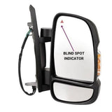 Vauxhall Movano Van 2021-2024 Door Mirror Power Fold Electric Type Heated Short Arm Twin Glass With Blind Spot System With Amber Indicator With Temperature Sensor With Black Cover Driver Side R