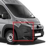 Vauxhall Movano Van 2023- Front Bumper Corner No Sensor Hole No Park Assist Hole With Lamp Hole With Arch Extensions Textured Driver Side R