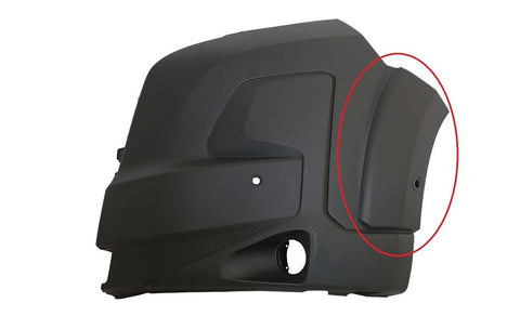 Vauxhall Movano Van 2023- Front Bumper Corner With Sensor Hole With Park Assist Hole With Lamp Hole With Arch Extensions Textured Passenger Side L