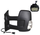 Ford Transit Van 2019- Door Mirror Electric Heated No Blind Spot Assist Long Arm With 16W Indicator Bulb Black Cover Passenger Side L