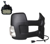 Ford Transit Van 2019- Door Mirror Electric Heated No Blind Spot Assist Long Arm With 16W Indicator Bulb Black Cover Driver Side R