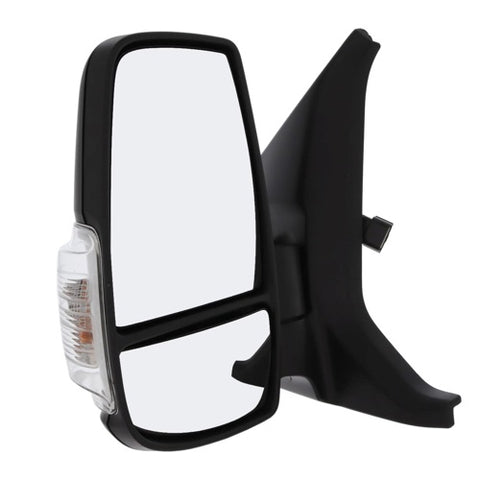 Ford Transit Van 2019- Door Mirror Electric Heated Power Fold No Blind Spot System Short Arm 5w Bulb Type With 12 Hole 8 Pin Connector - Black Cover Passenger Side L