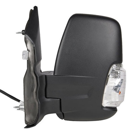 Ford Transit Van 2019- Door Mirror Electric Heated Power Fold With Blind Spot System 16w Bulb Type Short Arm Connector Type : 12 Hole : 10 Pin - Black Cover Passenger Side L