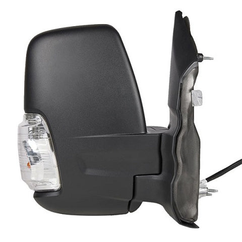 Ford Transit Van 2019- Door Mirror Electric Heated Power Fold With Blind Spot System 16w Bulb Type Short Arm Connector Type : 12 Hole : 10 Pin - Black Cover Driver Side R