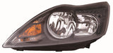Ford Focus 5 Door Hatchback 2008-2011 Headlamp Halogen H7 & H1 No Advanced Lighting (Incudes Motor) Black Passenger Side L