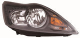 Ford Focus 3 Door Hatchback 2008-2011 Headlamp Halogen H7 & H1 No Advanced Lighting (Incudes Motor) Black Driver Side R