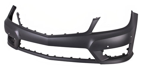 Mercedes C-Class Saloon 2011-2014 Front Bumper With Sensor Holes No Wash Jet Holes (Fits AMG Models) Primed