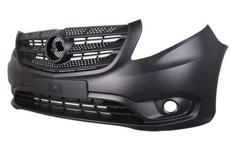 Mercedes Vito Van 2015-2024 Front Bumper No Sensor Holes With Lamp Holes With Template To Drill Sensors - Textured Dark Grey