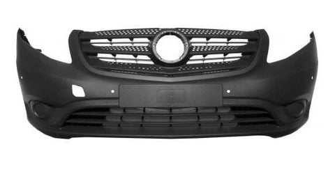 Mercedes Vito Van 2015-2024 Front Bumper With Sensor Holes With Park Assist Holes No Lamp Holes (No Emergency Brake System Models) Textured