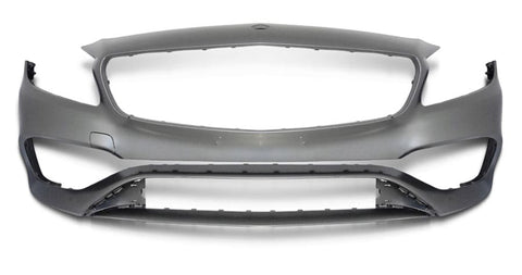 Mercedes A-Class 5 Door Hatchback 2015-2018 Front Bumper No Sensor Holes No Park Assist Holes With Templates To Drill Sensors (Fits AMG & AMG Line Models) Primed