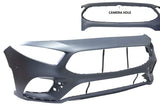 Mercedes A-Class 5 Door Hatchback 2018-2023 Front Bumper With Sensor Holes With Park Assist Holes With Camera Hole (Fits AMG & AMG-Line Models Only) Primed