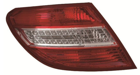Mercedes C-Class Saloon 2007-2011 Rear Lamp Red & Clear (LED Type) Passenger Side L