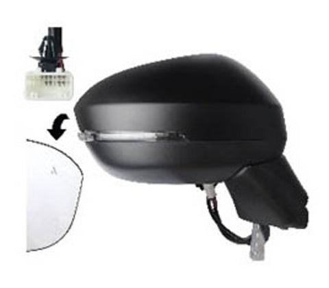 Nissan Qashqai Hatchback 2021-2024 Door Mirror Manual Fold Electric Heated With Blind Spot System No 360 Camera - Primed Cover Driver Side R