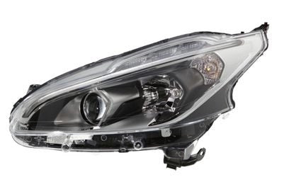 Peugeot 208 3 Door Hatchback 2015-2018 Headlamp Halogen H7 With Projector Lamp With Halogen Daytime Running Lamp Black Passenger Side L
