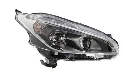 Peugeot 208 5 Door Hatchback 2015-2020 Headlamp Halogen H7 With Projector Lamp With Halogen Daytime Running Lamp Black Driver Side R