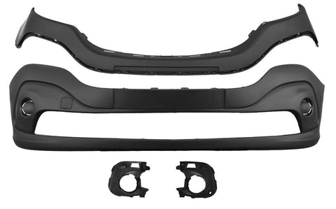 Renault Trafic Van 2014-2019 Front Bumper With Removable Lamp Holes (Includes Fog Light Brackets) Textured Black