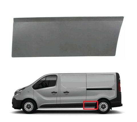 Vauxhall Vivaro Van 2014-2019 Side Panel Trim Rear Section Long Wheelbase - Textured Primed Passenger Side L