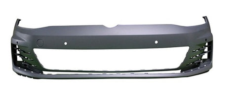 Volkswagen Golf 3 Door Hatchback 2013-2017 Front Bumper With 4 Sensor Holes No Park Assist Holes No Wash Jet Holes (With Template To Drill Holes) GT & GTD & GTI Models - Primed 