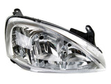 Vauxhall Corsa C 3 Door Hatchback 2001-2003 Headlamp Chrome Type With Clear Lens Over Indicator Driver Side R