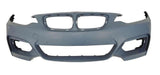 BMW 2 Series Cabriolet 2017-2021 Front Bumper With Wash Jet Template No Sensor Holes With Sensor Template Primed