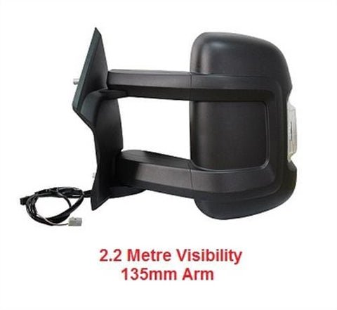 Citroen Relay Van 2006-2014 Door Mirror Electric Heated Type With Black Cover - No Temp Sensor (Medium Arm - 135mm Long) Passenger Side L