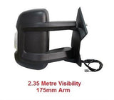 Vauxhall Movano Van 2022-2024 Door Mirror Electric Heated Manual Fold Long Arm Length 175mm - No Temperature Sensor With Black Cover Driver Side R