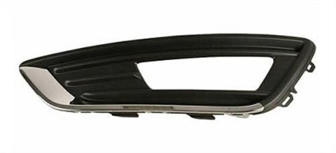 Ford Focus 5 Door Hatchback 2014-2018 Front Bumper Grille Outer Section - With Lamp Hole - With Chrome Trim - Matt Black (Standard Models) Passenger Side L