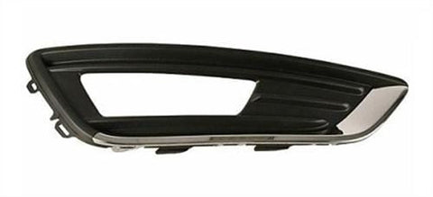 Ford Focus Estate 2014-2018 Front Bumper Grille Outer Section - With Lamp Hole - With Chrome Trim - Matt Black (Standard Models) Driver Side R