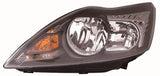 Ford Focus 3 Door Hatchback 2008-2011 Headlamp Halogen Black & Chrome Type (No Advanced Lighting) Passenger Side L