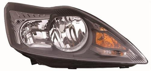 Ford Focus Saloon 2008-2011 Headlamp Halogen Black & Chrome Type (No Advanced Lighting) Driver Side R