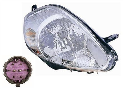 Fiat Grande Punto 3 Door Hatchback 2006-2010 Headlamp 7 Pin 8 Hole Type Standard Models Chrome Driver Side R