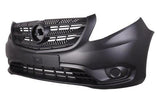 Mercedes Vito Van 2015-2024 Front Bumper No Sensor Holes No Lamp Holes With Template To Drill Sensors - Textured Dark Grey