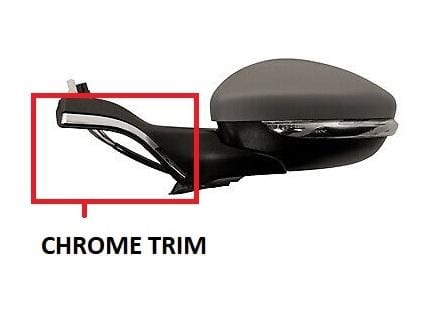 Peugeot 208 5 Door Hatchback 2012-2015 Door Mirror Electric Heated Power Fold Type With Primed Cover (With Chrome Trim Type) Passenger Side L
