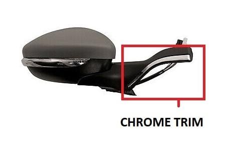 Peugeot 208 5 Door Hatchback 2015-2020 Door Mirror Electric Heated Power Fold Type With Primed Cover (With Chrome Trim Type) Driver Side R