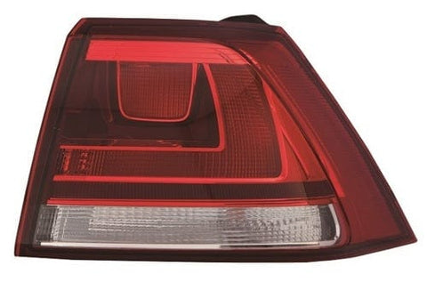 Volkswagen Golf 3 Door Hatchback 2013-2017 Rear Lamp Outer Section Not LED Type Smoked Driver Side R