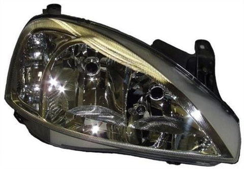 Vauxhall Corsa 3 Door Hatchback 2001-2003 Headlamp Chrome Type With Clear Lens Over Indicator Driver Side R